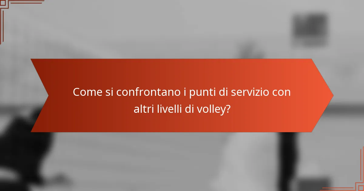 Come si confrontano i punti di servizio con altri livelli di volley?