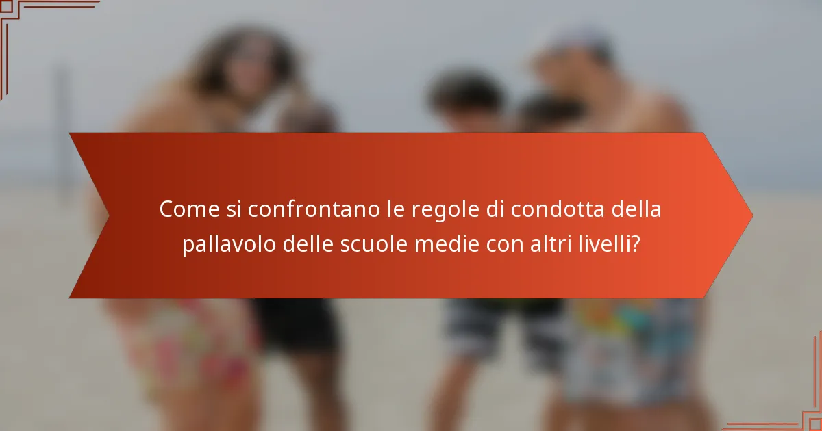 Come si confrontano le regole di condotta della pallavolo delle scuole medie con altri livelli?