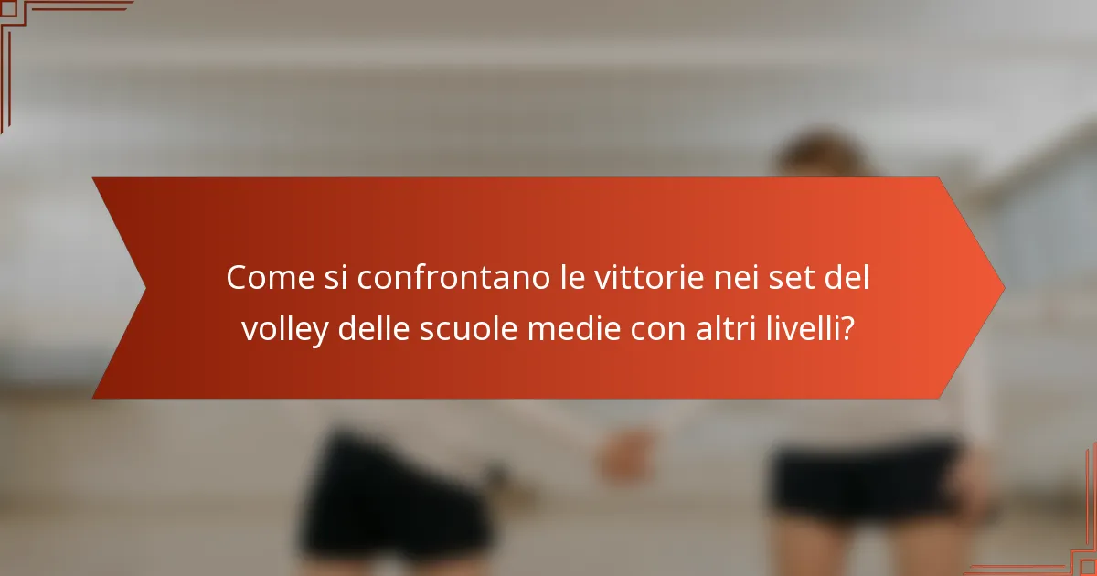 Come si confrontano le vittorie nei set del volley delle scuole medie con altri livelli?