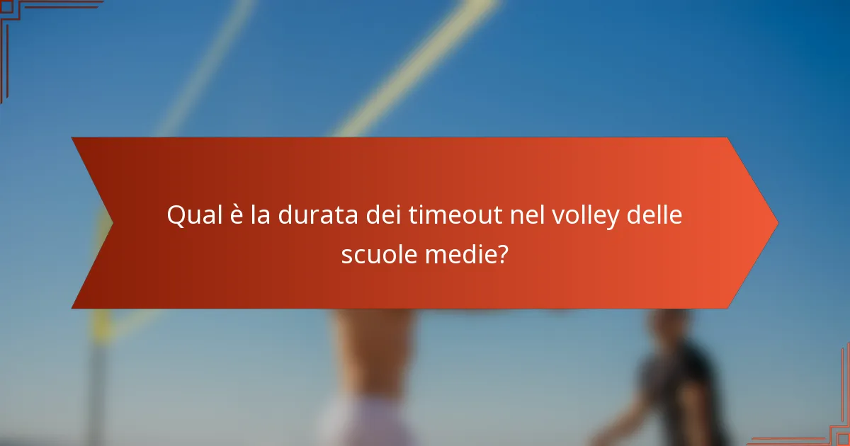 Qual è la durata dei timeout nel volley delle scuole medie?